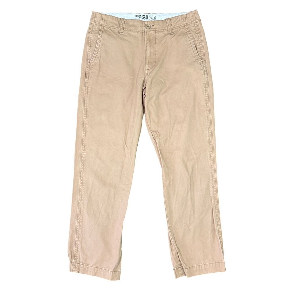 Old‎ Navy Broken-In Khakis Mens 32x30 Tan Cotton Twill Flat Front Chino Pants